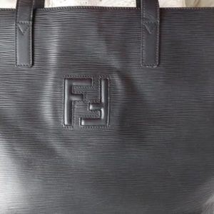 FENDI Black Epi Embossed Leather Tote Bag